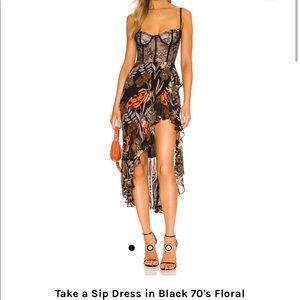 Katie May Black Floral High Low Dress